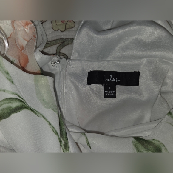 Lulu's Elegant Floral Maxi Dress - White and Peach - Picture 5 of 5